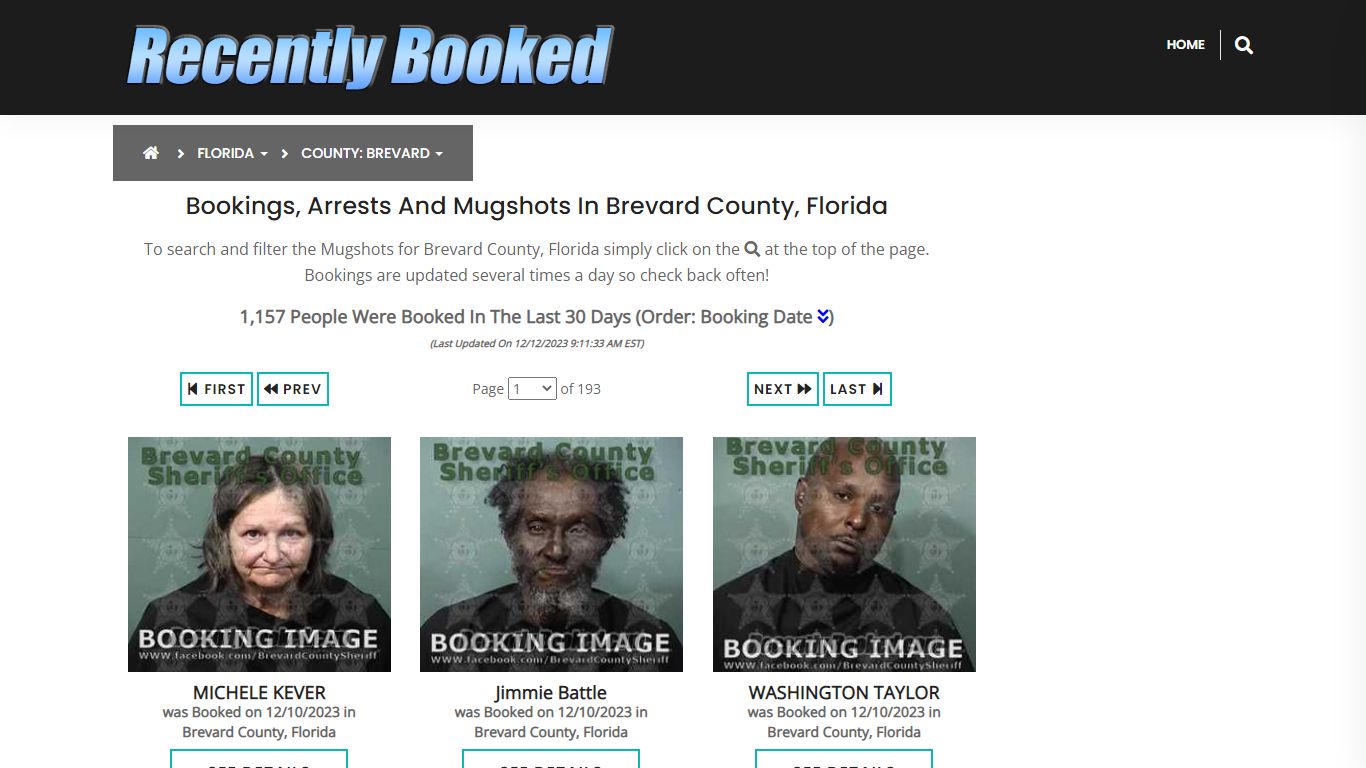 Recent bookings, Arrests, Mugshots in Brevard County, Florida